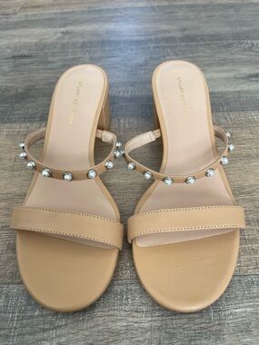 New Stuart Weitzman Pearly Strap 50 Block Slide Sandal size 8